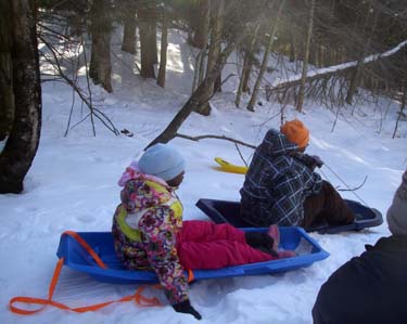 sledding top of hill