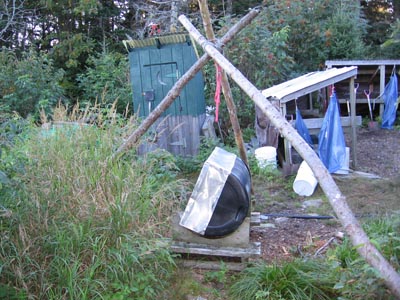 outhouse with bins