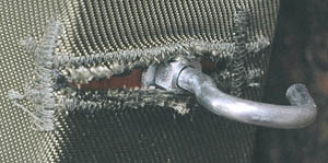 detail showing stitching on corset around hook slot